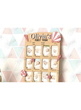 Σετ των 2 Intra απο ξύλο plywood 3mm-4mm πάχος κορνίζας για πρώτη χρονιά μωρού Δίασταση 20x30 cm INTRAFABR-122536251