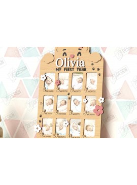 Σετ των 2 Intra απο ξύλο plywood 3mm-4mm πάχος κορνίζας για πρώτη χρονιά μωρού Δίασταση 20x30 cm INTRAFABR-122536258