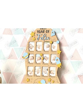 Σετ των 2 Intra απο ξύλο plywood 3mm-4mm πάχος κορνίζας για πρώτη χρονιά μωρού Δίασταση 20x30 cm INTRAFABR-122882749