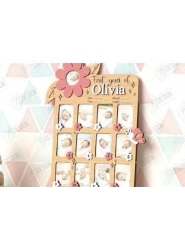 Σετ των 2 Intra απο ξύλο plywood 3mm-4mm πάχος κορνίζας για πρώτη χρονιά μωρού Δίασταση 20x30 cm INTRAFABR-122536241