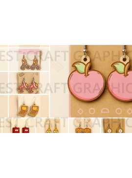 Σετ των 3 Intra απο ξύλο plywood 3mm-4mm πάχος με σκουλαρίκια Back to School Δίασταση 3x3 cm INTRAFABR-124955855