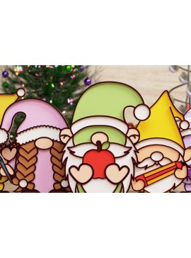 Intra απο ξύλο plywood 3mm-4mm πάχος Επιστροφή στο σχολείο Gnome Papercut Δίασταση 40x40 cm INTRAFABR-73054283