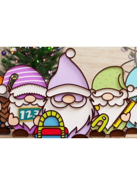 Intra απο ξύλο plywood 3mm-4mm πάχος Επιστροφή στο σχολείο Gnome Papercut Δίασταση 40x40 cm INTRAFABR-73054178