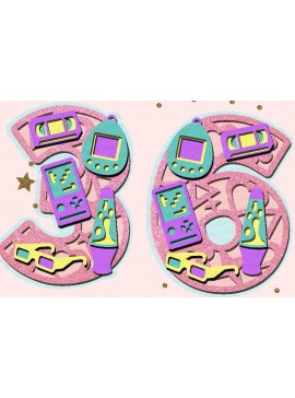 Σετ των 2 Intra απο ξύλο plywood 3mm-4mm πάχος Επιστροφή στη δεκαετία του '90 Numbers 3D Δίασταση 15x15 cm INTRAFABR-69585679