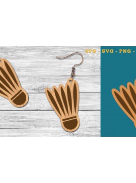 Σετ των 3 Intra απο ξύλο plywood 3mm-4mm πάχος Σκουλαρίκια με λέιζερ μπάλα μπάντμιντον Δίασταση 3x3 cm INTRAFABR-111469014