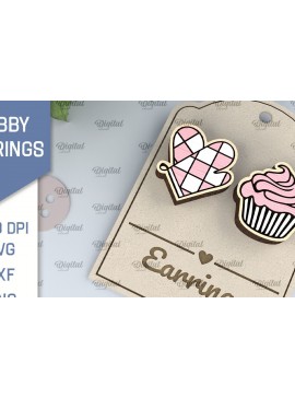 Σετ των 3 Intra απο ξύλο plywood 3mm-4mm πάχος Baker's Earrings Σχέδιο κοπής με λέιζερ Δίασταση 3x3 cm INTRAFABR-104759200