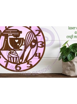 Σετ των 3 Intra απο ξύλο plywood 3mm-4mm πάχος Bakers, Ρολόι με θέμα την κουζίνα Ρολόι τοίχου Δίασταση 8x8 cm INTRAFABR-114358869