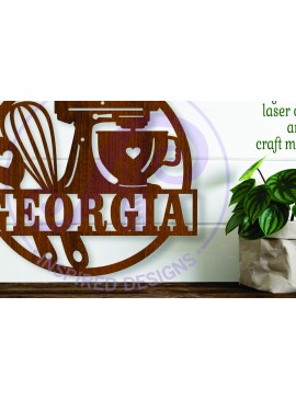 Σετ των 3 Intra απο ξύλο plywood 3mm-4mm πάχος Bakers Name Sign  Δίασταση 6x6 cm INTRAFABR-103675319