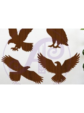 Σετ των 2 Intra απο ξύλο plywood 3mm-4mm πάχος Bald Eagles Silhouette Shapes Δίασταση 20x20 cm INTRAFABR-117044639
