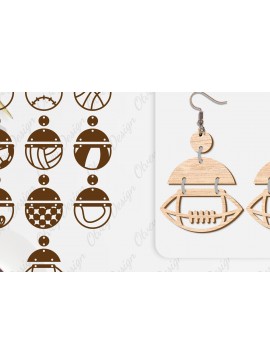 Σετ των 3 Intra απο ξύλο plywood 3mm-4mm πάχος Σκουλαρίκι με μπάλες  Δίασταση 3x3 cm INTRAFABR-104107452