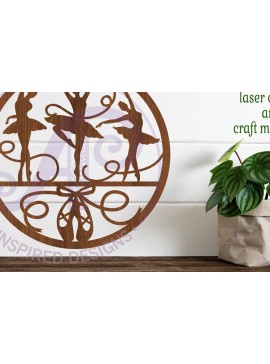 Σετ των 3 Intra απο ξύλο plywood 3mm-4mm πάχος Επιγραφή τοίχου μπαλαρίνας, διάνυσμα αρχείου Δίασταση 10x10 cm INTRAFABR-79107691