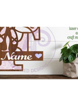 Σετ των 3 Intra απο ξύλο plywood 3mm-4mm πάχος Μονόγραμμα με κεφαλαίο παπούτσι μπαλέτου Επιστολή F Δίασταση 9x9 cm INTRAFABR-91049893