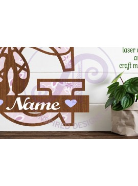 Σετ των 3 Intra απο ξύλο plywood 3mm-4mm πάχος Μονόγραμμα με κεφαλαίο παπούτσι μπαλέτου Επιστολή G Δίασταση 9x9 cm INTRAFABR-91015221