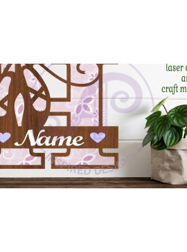 Σετ των 3 Intra απο ξύλο plywood 3mm-4mm πάχος Μονόγραμμα με κεφαλαίο παπούτσι μπαλέτου Letter H Δίασταση 9x9 cm INTRAFABR-91015243