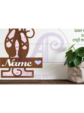 Σετ των 3 Intra απο ξύλο plywood 3mm-4mm πάχος Μονόγραμμα με κεφαλαίο παπούτσι μπαλέτου Letter I Δίασταση 9x9 cm INTRAFABR-91015268