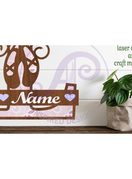 Σετ των 3 Intra απο ξύλο plywood 3mm-4mm πάχος Μονόγραμμα με κεφαλαίο παπούτσι μπαλέτου Letter L Δίασταση 9x9 cm INTRAFABR-91015432