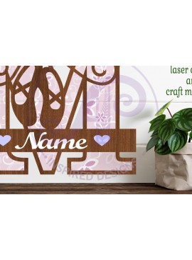 Σετ των 3 Intra απο ξύλο plywood 3mm-4mm πάχος Μονόγραμμα με κεφαλαίο παπούτσι μπαλέτου Letter M Δίασταση 9x9 cm INTRAFABR-91015457