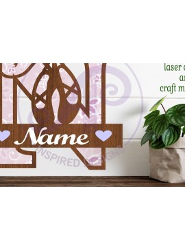 Σετ των 3 Intra απο ξύλο plywood 3mm-4mm πάχος Μονόγραμμα με κεφαλαίο παπούτσι μπαλέτου Επιστολή N Δίασταση 9x9 cm INTRAFABR-91015481