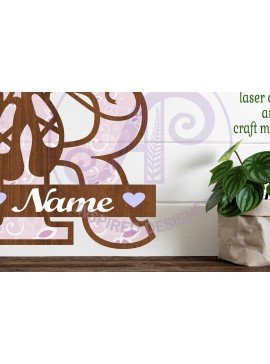 Σετ των 3 Intra απο ξύλο plywood 3mm-4mm πάχος Μονόγραμμα με κεφαλαίο παπούτσι μπαλέτου Letter R Δίασταση 9x9 cm INTRAFABR-91015579