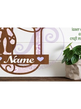 Σετ των 3 Intra απο ξύλο plywood 3mm-4mm πάχος Μονόγραμμα με κεφαλαίο παπούτσι μπαλέτου Letter U Δίασταση 9x9 cm INTRAFABR-91015640