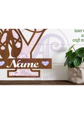 Σετ των 3 Intra απο ξύλο plywood 3mm-4mm πάχος Μονόγραμμα με κεφαλαίο παπούτσι μπαλέτου Letter Y Δίασταση 9x9 cm INTRAFABR-91015730