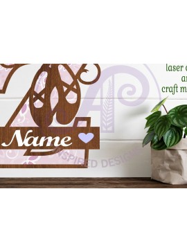 Σετ των 3 Intra απο ξύλο plywood 3mm-4mm πάχος Μονόγραμμα με κεφαλαίο παπούτσι μπαλέτου Letter Z Δίασταση 9x9 cm INTRAFABR-91015753