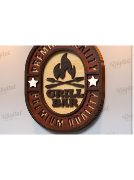 Σετ των 2 Intra απο ξύλο plywood 3mm-4mm πάχος πινακίδα μπαρ και γκριλ Δίασταση 30x20 cm INTRAFABR-123489121