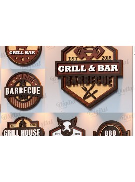 Σετ των 2 Intra απο ξύλο plywood 3mm-4mm πάχος Πινακίδες μπάρας και ψησταριάς κοπής με λέιζερ Δίασταση 30x20 cm INTRAFABR-123422544