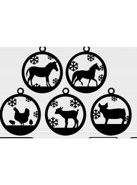 Σετ των 3 Intra απο ξύλο plywood 3mm-4mm πάχος Barnyard Στολίδι Χριστουγεννιάτικου Δέντρου Δίασταση 8x8 cm INTRAFABR-43250668