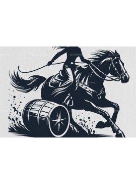 Σετ των 2 Intra απο ξύλο plywood 3mm-4mm πάχος Barrel Racing Woman and Man on Horse Δίασταση 40x40 cm INTRAFABR-97994207