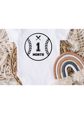 Σετ των 3 Intra απο ξύλο plywood 3mm-4mm πάχος Μπέιζμπολ Baby Monthly Milestone Δίασταση 15x15 cm INTRAFABR-111580546