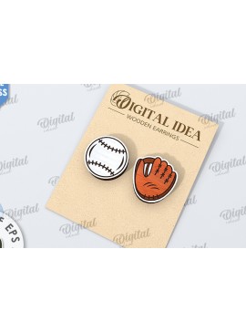 Σετ των 3 Intra απο ξύλο plywood 3mm-4mm πάχος Σκουλαρίκια μπέιζμπολ . Sports Δίασταση 3x3 cm INTRAFABR-116492256