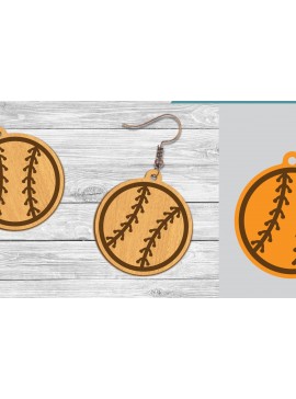 Σετ των 3 Intra απο ξύλο plywood 3mm-4mm πάχος Σκουλαρίκια κομμένα με λέιζερ μπέιζμπολ Δίασταση 3x3 cm INTRAFABR-104776252