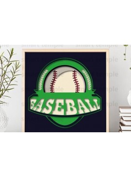 Intra απο ξύλο plywood 3mm-4mm πάχος Baseball Papercutting , Baseball 3d Δίασταση 30x20 cm INTRAFABR-80236433