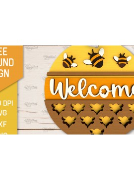 Σετ των 2 Intra απο ξύλο plywood 3mm-4mm πάχος Στρογγυλή πινακίδα μέλισσας . Σημάδι μέλισσας Δίασταση 30x20 cm INTRAFABR-102831151