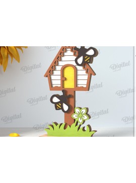 Σετ των 2 Intra απο ξύλο plywood 3mm-4mm πάχος με βάση μελισσών Δίασταση 30x20 cm INTRAFABR-122670164