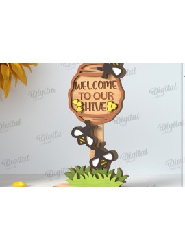 Σετ των 2 Intra απο ξύλο plywood 3mm-4mm πάχος με βάση μελισσών Δίασταση 30x20 cm INTRAFABR-122670349