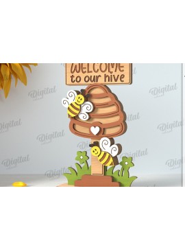 Σετ των 2 Intra απο ξύλο plywood 3mm-4mm πάχος με βάση μελισσών Δίασταση 30x20 cm INTRAFABR-122670477