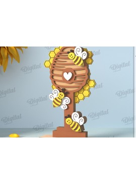 Σετ των 2 Intra απο ξύλο plywood 3mm-4mm πάχος με βάση μελισσών Δίασταση 30x20 cm INTRAFABR-122669971