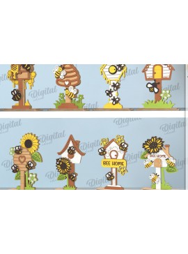 Intra απο ξύλο plywood 3mm-4mm πάχος Bee Stand Cut  Δίασταση 30x20 cm INTRAFABR-122380128