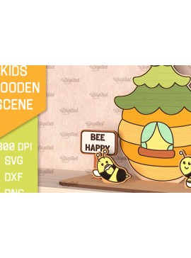 Intra απο ξύλο plywood 3mm-4mm πάχος Bee . Παιδική Ξύλινη Σκηνή Δίασταση 30x20 cm INTRAFABR-100844177