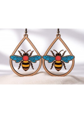 Σετ των 3 Intra απο ξύλο plywood 3mm-4mm πάχος Σκουλαρίκια Bee Teardrop Cut Δίασταση 3x3 cm INTRAFABR-121542171