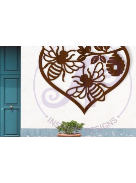 Σετ των 2 Intra απο ξύλο plywood 3mm-4mm πάχος Επιτοίχια επιγραφή με θέμα τη μέλισσα, . Δίασταση 11x11 cm INTRAFABR-124357514