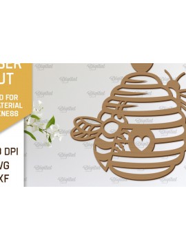 Intra απο ξύλο plywood 3mm-4mm πάχος Διακόσμηση τοίχου μελισσών με λέιζερ. Honey Bee Δίασταση 30x20 cm INTRAFABR-103366924