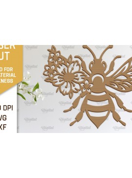 Intra απο ξύλο plywood 3mm-4mm πάχος Διακόσμηση τοίχου μελισσών με λέιζερ. Honey Bee Δίασταση 30x20 cm INTRAFABR-103366029