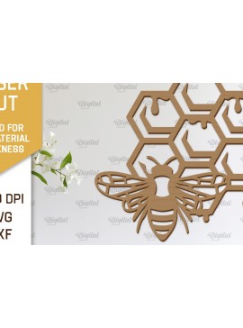 Intra απο ξύλο plywood 3mm-4mm πάχος Διακόσμηση τοίχου μελισσών με λέιζερ. Honey Bee Δίασταση 30x20 cm INTRAFABR-103366165