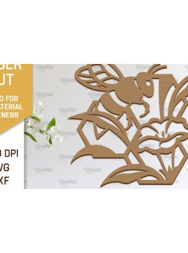 Σετ των 2 Intra απο ξύλο plywood 3mm-4mm πάχος Διακόσμηση τοίχου μελισσών με λέιζερ. Honey Bee Δίασταση 30x20 cm INTRAFABR-103366316