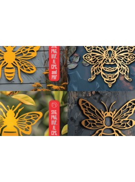 Intra απο ξύλο plywood 3mm-4mm πάχος Bee Wall Decors Cut  Δίασταση 40x40 cm INTRAFABR-101002331