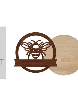 Σετ των 3 Intra απο ξύλο plywood 3mm-4mm πάχος Μέλισσα καλωσορίσματος σημάδι και κενό Δίασταση 9x9 cm INTRAFABR-13922361