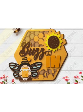 Σετ των 2 Intra απο ξύλο plywood 3mm-4mm πάχος Bee Welcome Sign Cut  | Καλοκαίρι |CNC Δίασταση 30x20 cm INTRAFABR-123572626